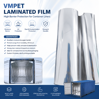 輸送コンテナ断熱・防湿用150μm VMPETラミネートフィルム